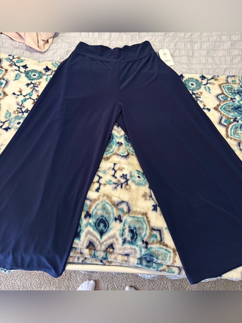 Clara Sun Woo Navy Blue Wide-Leg Pull-On Career Pants NWT